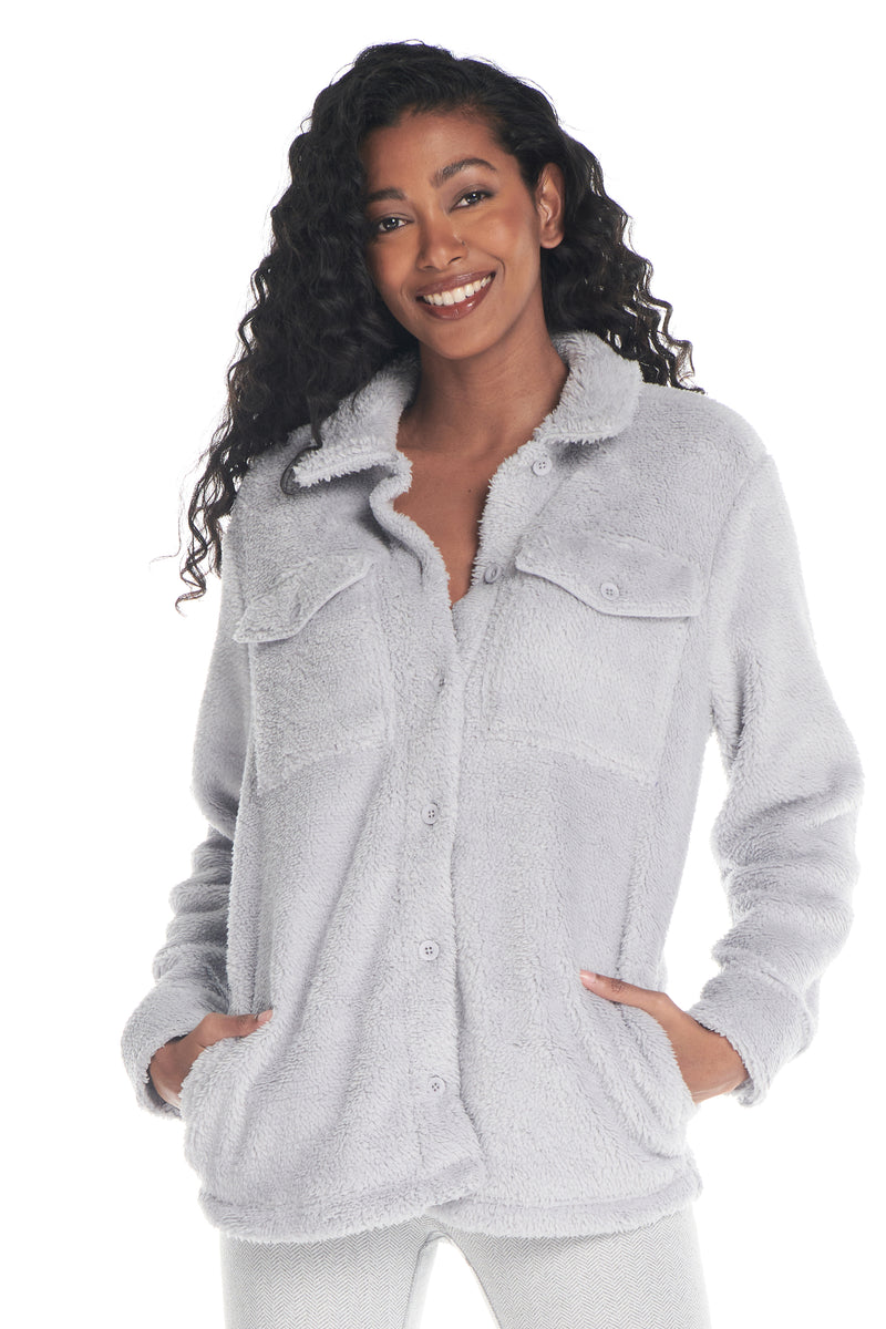 Polar Plush Sherpa Button Down Shirt-Jacket